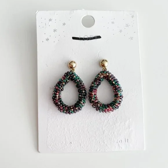 LOFT Beaded Teardrop Earrings (Multi Color) - Picture 3 of 3